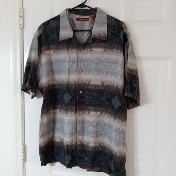 Sorbino Men's Short Sleeve Button Up 100% Rayon Shirt Size XL Single Stitch - Picture 1 of 7